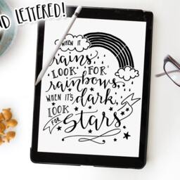 Rainbow Stars Nursery Print, Hand Lettered Diy Wall Art - Digital Download - thumbnail 3