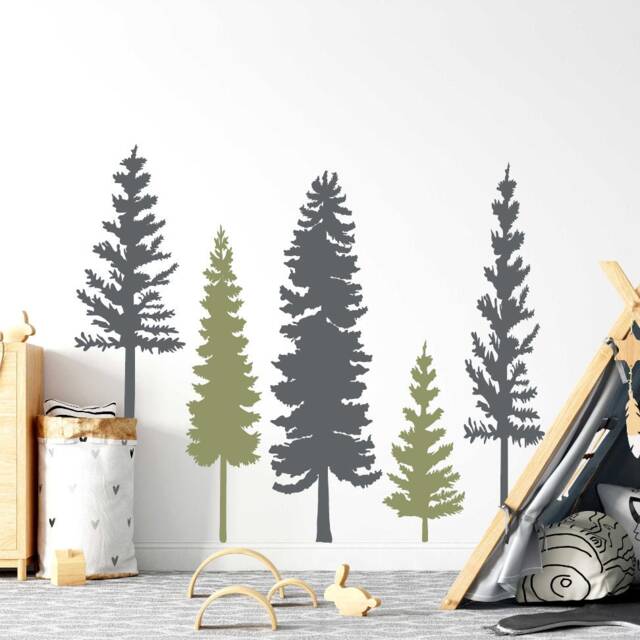 Pine Tree Branches Nursery Wall Art Decal, Woodland Baby Shower Gift, Forest Vinyl Decor Wallpaper, Nature Kids Bedroom Mural Sticker - image 1
