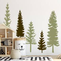 Pine Tree Branches Nursery Wall Art Decal, Woodland Baby Shower Gift, Forest Vinyl Decor Wallpaper, Nature Kids Bedroom Mural Sticker - thumbnail 3