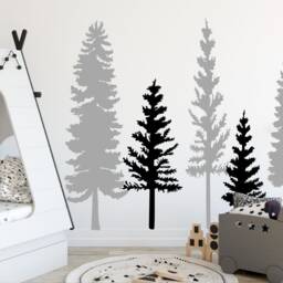 Pine Tree Branches Nursery Wall Art Decal, Woodland Baby Shower Gift, Forest Vinyl Decor Wallpaper, Nature Kids Bedroom Mural Sticker - thumbnail 2