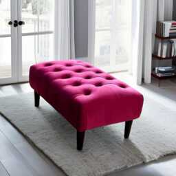 Handmade Chesterfield Plush Velvet Ottoman - Tufted Footstool With Black Wooden Legs - thumbnail 3
