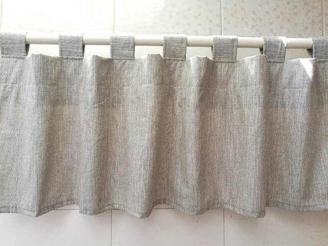 Gray Linen Cafe Curtain Valance, Custom Cotton Blend, Rod Pocket - image 1