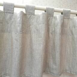 Gray Linen Cafe Curtain Valance, Custom Cotton Blend, Rod Pocket - thumbnail 2