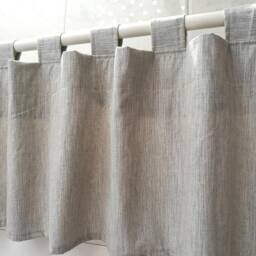 Gray Linen Cafe Curtain Valance, Custom Cotton Blend, Rod Pocket - thumbnail 3
