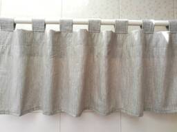 Gray Linen Cafe Curtain Valance, Custom Cotton Blend, Rod Pocket