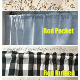 Gray Linen Cafe Curtain Valance, Custom Cotton Blend, Rod Pocket - thumbnail 4