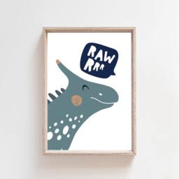 Boys Nursery Prints, Dinosaur Wall Art, Bedroom Quotes, Wild & Free, Children's Decor, Roar, Dino - thumbnail 2