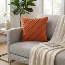 "Decorative Rust Orange Bed Pillow Case 24""x24""/26""x26" - thumbnail 2