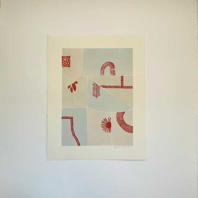 "Puzzle Print-Hand Stamped Print, Wall Art, 11"" X 14" - image 1