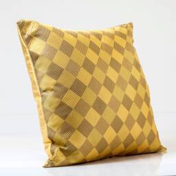 Gold Plaid Silk Pillow Cover, Lee Jofa Designer Toss - thumbnail 2