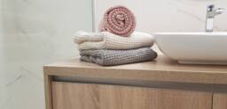 Waffle Linen Towel, Bathroom Face Waffle Hand Bath Rough Washed Cream, Gray, Pink