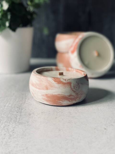 Southwestern Red Swirl Concrete Candle - Wood Wick Soy - image 1