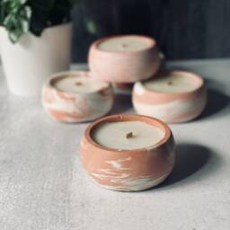 Southwestern Red Swirl Concrete Candle - Wood Wick Soy - thumbnail 2