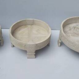 Indian Grinder Chakki Table Set Of Three - Indian Coffee Table - thumbnail 3