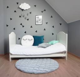 Gray Velvet Baby Play Mat, Nursery Rug, Toddler Gift For Kids - thumbnail 1