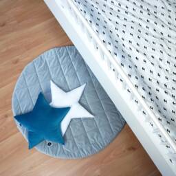 Gray Velvet Baby Play Mat, Nursery Rug, Toddler Gift For Kids - thumbnail 3
