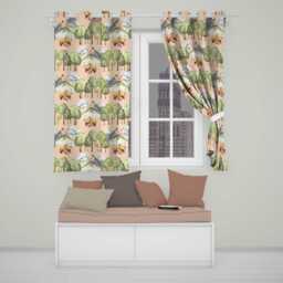 Forest Bear Trees Mountains Clouds On Neutral Cream Seamless Pattern Readymade Eyelet Ring Top Thermal 100% Blackout Curtains