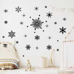Snowflake & Star Wall Decals, Removable Vinyl Stickers, Christmas Decor - thumbnail 3