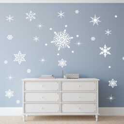 Snowflake & Star Wall Decals, Removable Vinyl Stickers, Christmas Decor