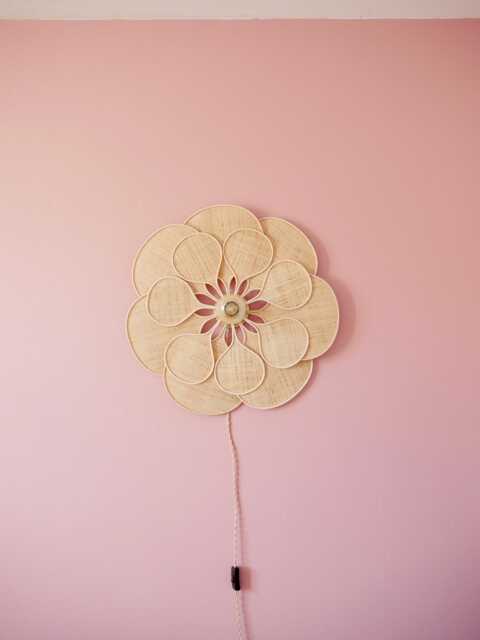 14 Petal Linen & Rattan Flower Wall Light - Chandelier Lamp Handcrafted - image 1