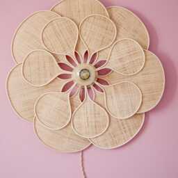14 Petal Linen & Rattan Flower Wall Light - Chandelier Lamp Handcrafted - thumbnail 3