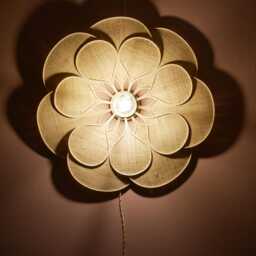 14 Petal Linen & Rattan Flower Wall Light - Chandelier Lamp Handcrafted - thumbnail 4
