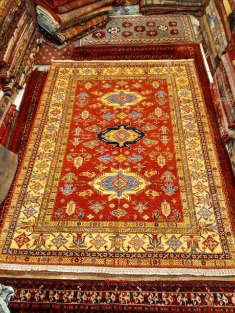 6 X 8 Ft Stunning Kazak Pattern Natural Dye Self Washable Carpetfree Shipping - image 1