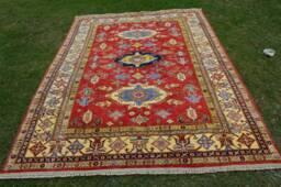 6 X 8 Ft Stunning Kazak Pattern Natural Dye Self Washable Carpetfree Shipping - thumbnail 2