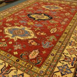 6 X 8 Ft Stunning Kazak Pattern Natural Dye Self Washable Carpetfree Shipping - thumbnail 3