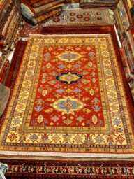 6 X 8 Ft Stunning Kazak Pattern Natural Dye Self Washable Carpetfree Shipping - thumbnail 1