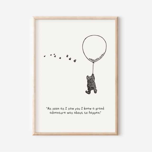 Winnie The Pooh Print, Quote Nursery Decor, Wall Art, New Baby Gift, Unframed, A2/A3/A4/A5, As Soon I Saw You - image 1