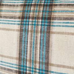 886. Handmade Turquoise Check 100% Linen Cushion Cover, Various Sizes - thumbnail 2
