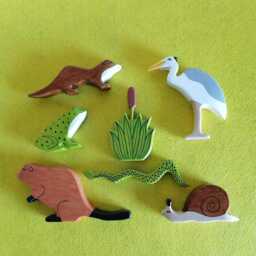 Handmade Wooden River Animal Toy Set Montessori Educational Toys - thumbnail 2