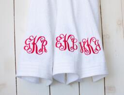 Embroidered Monogram Hand Towel Vine Monogram New Home Personalized Gift Bathroom Decor Custom - thumbnail 1