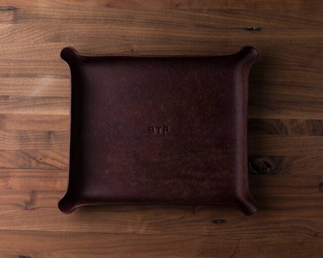 Monogrammed Leather Catchall - Groomsmen Gifts, Personalized Valet Tray, Custom Leather 3rd Anniversary Gift For Him, Monogrammed Gift - image 1