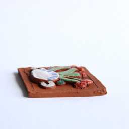 Handmade Ceramic Wall Art Rustic Floral Relief Tile - thumbnail 4