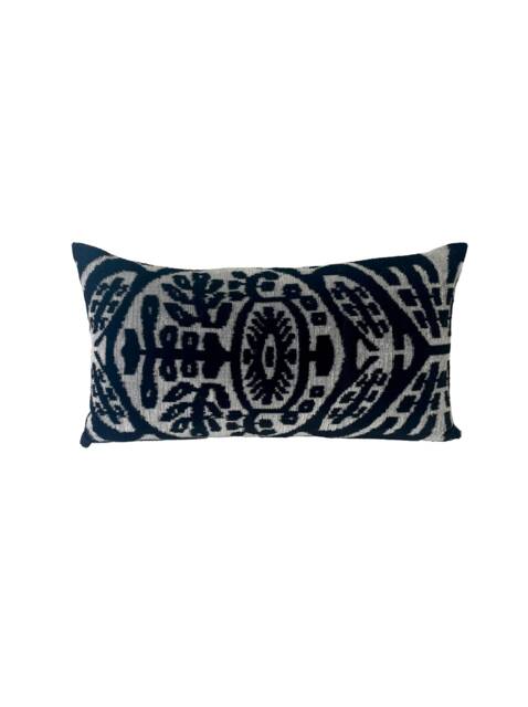 Black & White Velvet Ikat Pillow Cover // 14 X 20 26 No. 032