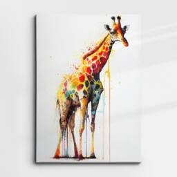 Colorful Giraffe Body Abstract Oil Painting Splatter Style Wall Art, Framed Canvas Poster Print, Home Kitchen Office Room Decor, Gifts - thumbnail 3