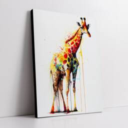 Colorful Giraffe Body Abstract Oil Painting Splatter Style Wall Art, Framed Canvas Poster Print, Home Kitchen Office Room Decor, Gifts - thumbnail 2