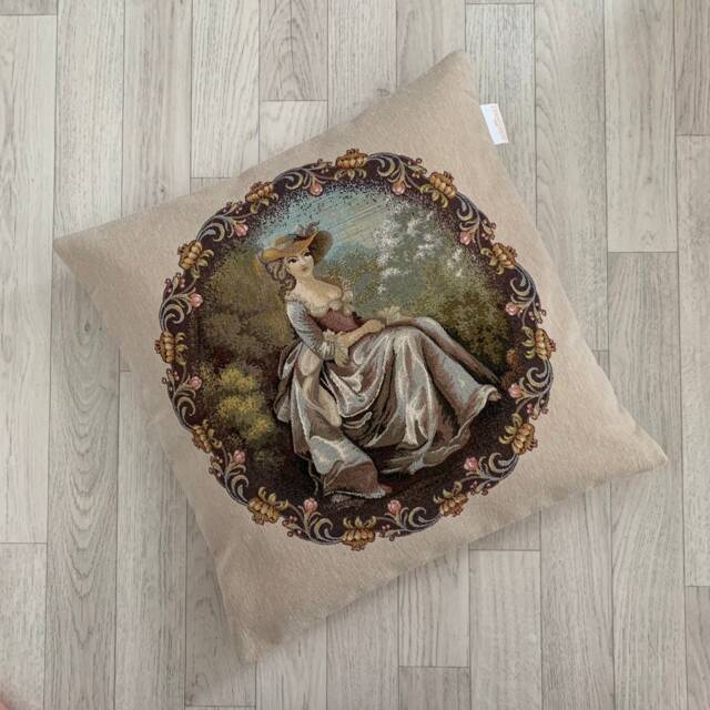 Vintage Tapestry Cushion Cover Elegant Lady Design, 17 - image 1