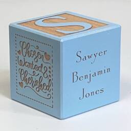 Adoption Baby Block Personalized Custom Engraved Wood Keepsake, Gotcha Day Gift - thumbnail 1