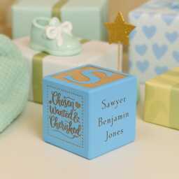 Adoption Baby Block Personalized Custom Engraved Wood Keepsake, Gotcha Day Gift - thumbnail 2