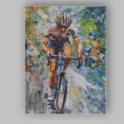 Abstract Cycling Race Peloton Expressionist Sports Painting Canvas Wall Art Print Decor Picture Ready To Hang - thumbnail 1
