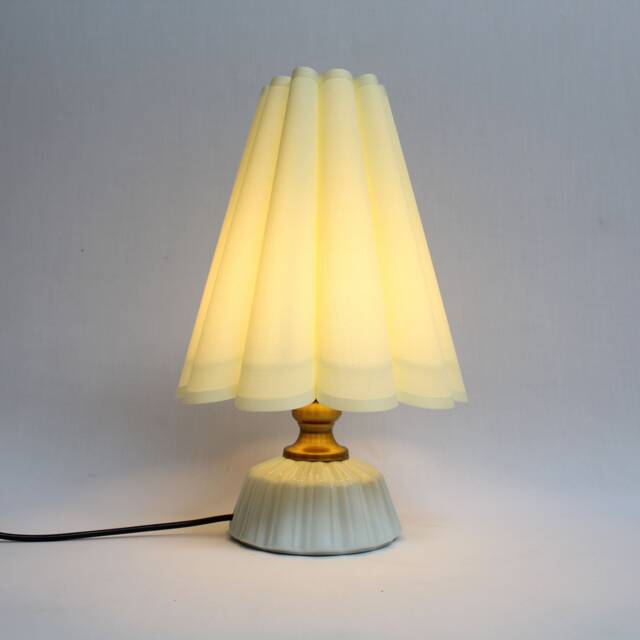 Handmade Dark Beige Fabric Ceramic Table Lamp For Home Decor-8# - image 1