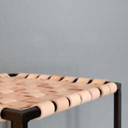 Woven Leather Side Table Scandinavian Steel Frame, Lade Table - thumbnail 3