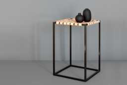 Woven Leather Side Table Scandinavian Steel Frame, Lade Table
