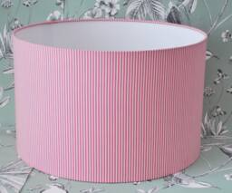 Handmade Pink & White Striped Drum Lampshade Table/Ceiling Light