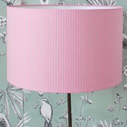 Handmade Pink & White Striped Drum Lampshade Table/Ceiling Light - thumbnail 3