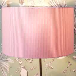 Handmade Pink & White Striped Drum Lampshade Table/Ceiling Light - thumbnail 2
