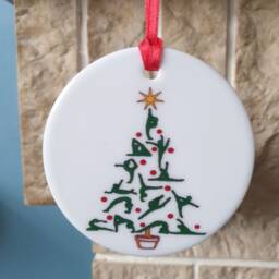 Gymnastics Ceramic Christmas Tree Decoration With Lovely Gymnast Design - thumbnail 2